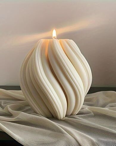Silicone Candle Molds, 3D Spiral Geometric Silicone Molds, Irregular Swirl Wave Design, Colorless, BPA Free, Silicone Molds for Candle Making, DIY, Resin, Wax, Soap, Clay Etc - Large in Saudi Arabia