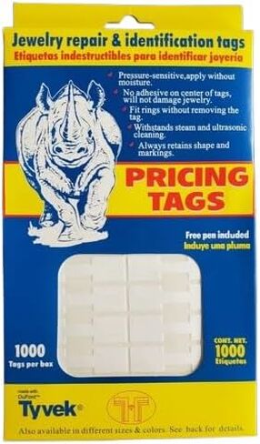 1000 PCS Dummbell Jewelry Tags for Necklace ، Bracelet ، Ring-Tyvek Self-Admive Price Labels ، Phite Blank Display ، Enring ، Clothing-3 Styles (1.5) in Kuwait