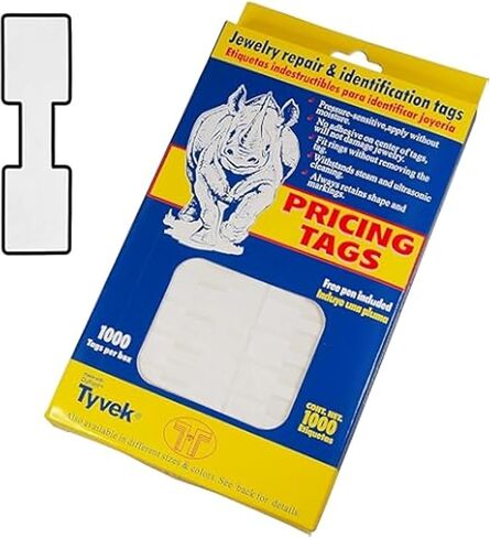 1000 PCS Dummbell Jewelry Tags for Necklace ، Bracelet ، Ring-Tyvek Self-Admive Price Labels ، Phite Blank Display ، Enring ، Clothing-3 Styles (1.5) in Kuwait