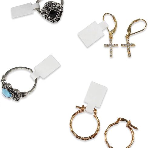 1000 PCS Dummbell Jewelry Tags for Necklace ، Bracelet ، Ring-Tyvek Self-Admive Price Labels ، Phite Blank Display ، Enring ، Clothing-3 Styles (1.5) in Kuwait