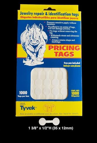 1000 PCS Dummbell Jewelry Tags for Necklace ، Bracelet ، Ring-Tyvek Self-Admive Price Labels ، Phite Blank Display ، Enring ، Clothing-3 Styles (1.5) in Saudi Arabia