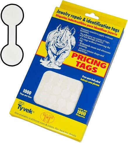 1000 PCS Dummbell Jewelry Tags for Necklace ، Bracelet ، Ring-Tyvek Self-Admive Price Labels ، Phite Blank Display ، Enring ، Clothing-3 Styles (1.5) in Saudi Arabia