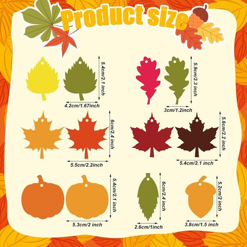 Yalikop 240 Pcs Fall Gift Tags Bulk with 210 ft Hemp Rope Maple Leaves Pumpkin Acorn Thanksgiving Paper Leaves for Crafts Autumn Cutouts Fall Name Tags for DIY Presents Gifts Wrapping Decoration in Saudi Arabia