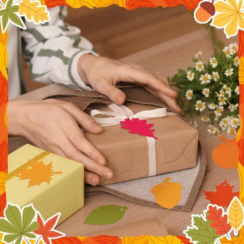 Yalikop 240 Pcs Fall Gift Tags Bulk with 210 ft Hemp Rope Maple Leaves Pumpkin Acorn Thanksgiving Paper Leaves for Crafts Autumn Cutouts Fall Name Tags for DIY Presents Gifts Wrapping Decoration in Saudi Arabia