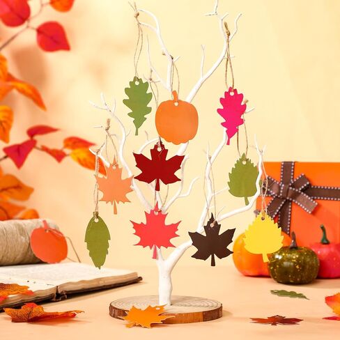 Yalikop 240 Pcs Fall Gift Tags Bulk with 210 ft Hemp Rope Maple Leaves Pumpkin Acorn Thanksgiving Paper Leaves for Crafts Autumn Cutouts Fall Name Tags for DIY Presents Gifts Wrapping Decoration in Saudi Arabia