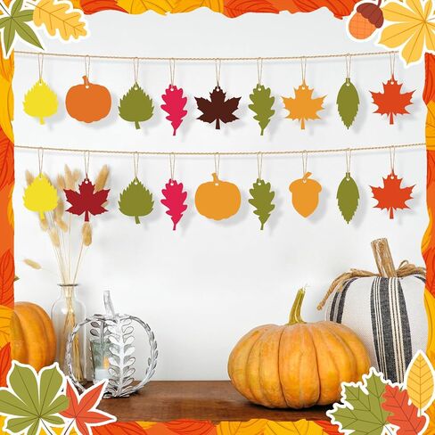 Yalikop 240 Pcs Fall Gift Tags Bulk with 210 ft Hemp Rope Maple Leaves Pumpkin Acorn Thanksgiving Paper Leaves for Crafts Autumn Cutouts Fall Name Tags for DIY Presents Gifts Wrapping Decoration in Saudi Arabia