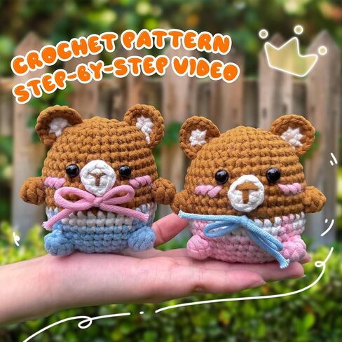 Aeloriad Crochet Kit for Beginners,Beginner Crochet Kit for Adults and Kids,Step-by-Step Video Tutorials for Adults and Kids (2 Brown Bears) in Saudi Arabia