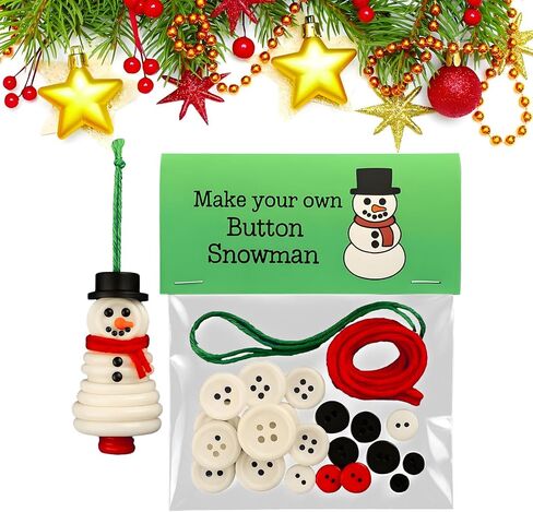 DIY Button Ornament Kits, Christmas Crafts Kit Colorful Button Christmas Tree and Button Snowman Hanging Ornament Kit for Holiday Decoration Xmas Party Supplies Favors Gifts (Santa Claus) in Kuwait