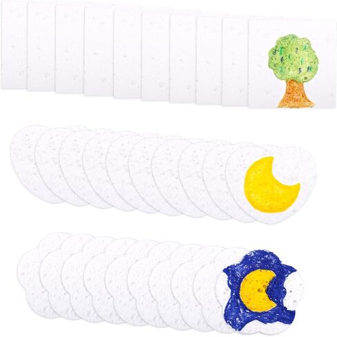 30PCS Magic Foam Paper Paper Kits ، 3D Drawing Art Canvas Sponge Puffy Sellulose Selets Sheets Diy Art Supplies for Kids School Home Crafts Projects (Round ، Flower & Heart) in Kuwait