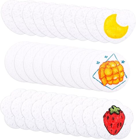 30pcs Magic Foam Texture Paper Paint Kits, 3D Drawing Art Canvas Sponge Puffy Cellulose Texture Sheets DIY Art Supplies for Kids School Home Crafts Creative Projects (Round, Flower & Heart) in Saudi Arabia