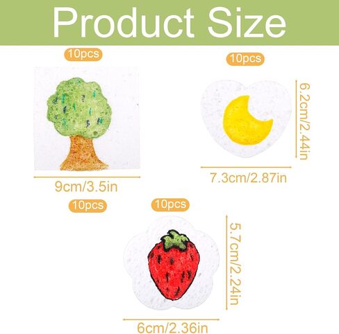 30PCS Magic Foam Paper Paper Kits ، 3D Drawing Art Canvas Sponge Puffy Sellulose Selets Sheets Diy Art Supplies for Kids School Home Crafts Projects (Round ، Flower & Heart) in Kuwait