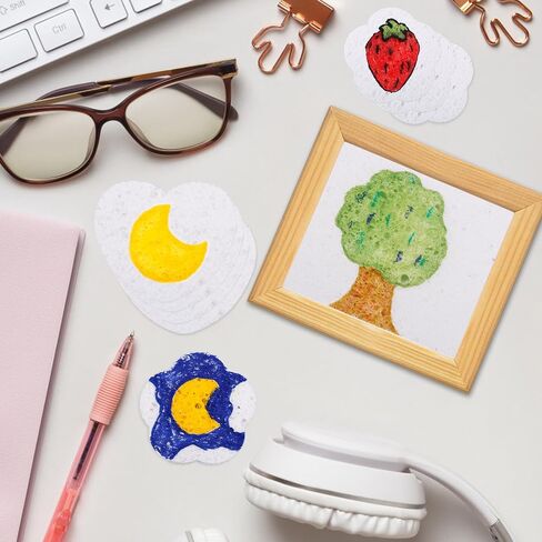 30PCS Magic Foam Paper Paper Kits ، 3D Drawing Art Canvas Sponge Puffy Sellulose Selets Sheets Diy Art Supplies for Kids School Home Crafts Projects (Round ، Flower & Heart) in Kuwait