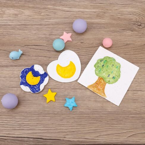 30PCS Magic Foam Paper Paper Kits ، 3D Drawing Art Canvas Sponge Puffy Sellulose Selets Sheets Diy Art Supplies for Kids School Home Crafts Projects (Round ، Flower & Heart) in Kuwait
