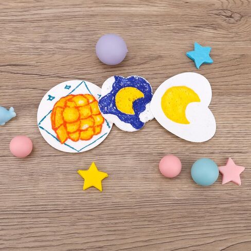 30pcs Magic Foam Texture Paper Paint Kits, 3D Drawing Art Canvas Sponge Puffy Cellulose Texture Sheets DIY Art Supplies for Kids School Home Crafts Creative Projects (Round, Flower & Heart) in Saudi Arabia