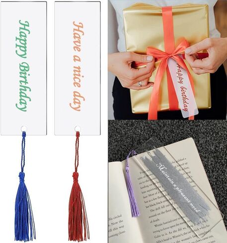Acrylic Blank Bookmark, BetterJonny 30Pcs Clear Craft Book Markers with 36Pcs Colorful Tassels and 30Pcs Ropes Unfinished Transparent Rectangle Tags for DIY Projects and Present in Saudi Arabia