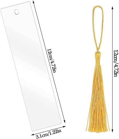 Acrylic Blank Bookmark, BetterJonny 30Pcs Clear Craft Book Markers with 36Pcs Colorful Tassels and 30Pcs Ropes Unfinished Transparent Rectangle Tags for DIY Projects and Present in Saudi Arabia