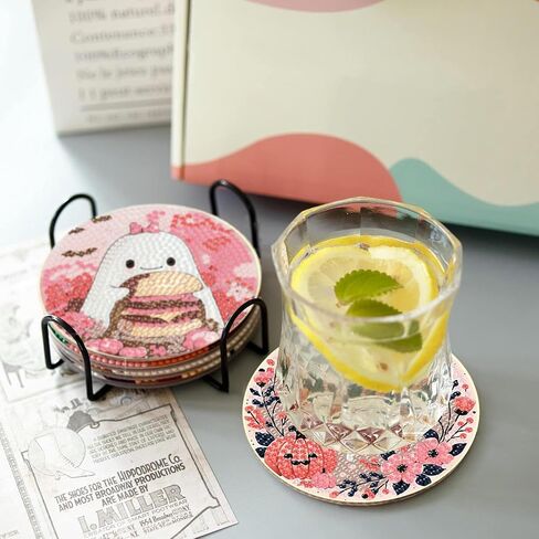 yijingtop 8 PCS عيد الميلاد Diamond Painting Coasters مجموعات مع حامل ، DIY XMAS Diamond Art Coaster مجموعات للبالغين ، مجموعات فن عيد الميلاد للماس للبالغين للحصول على جدار المنزل ديكور in Saudi Arabia