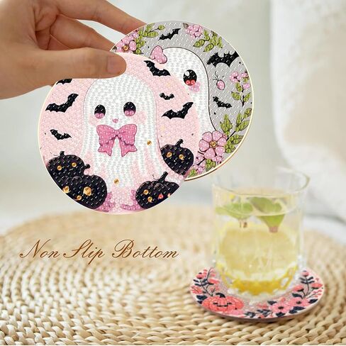 yijingtop 8 PCS عيد الميلاد Diamond Painting Coasters مجموعات مع حامل ، DIY XMAS Diamond Art Coaster مجموعات للبالغين ، مجموعات فن عيد الميلاد للماس للبالغين للحصول على جدار المنزل ديكور in Saudi Arabia