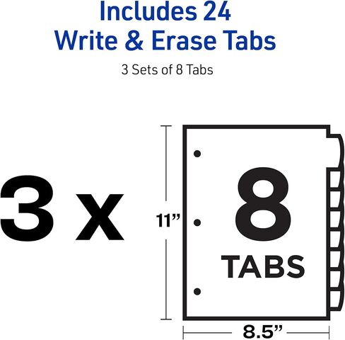 Avery Avery Date Binder Dividers مع علامات تبويب ، وكتابة 8-TAB وممثرة 3 مقاطعات رنين ، وألوان الباستيل (3 عبوات) in Saudi Arabia
