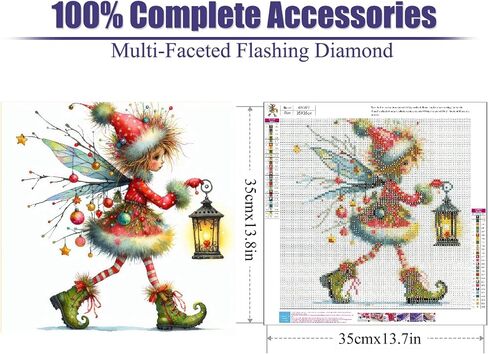 LWZays 5D مجموعات فن الماس للبالغين ، لوحة عيد الميلاد الماس للبالغين تدريبات جولة كاملة ، DIY Christmas Tree Paint مع Diamond Dots Gem Art Craft Set Picture Gift 35 * 35cm in Kuwait