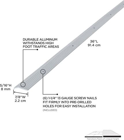 M-D Building Products 78006 Fluted 7/8-Inch by 36-Inch Carpet Trim, Silver in Saudi Arabia