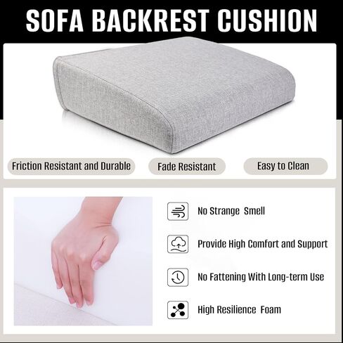 Couch Back Cushions Pillows, Wedge Pillow for Couch & Bed, Back Lumbar Support Pillow, High-Density Foam Backrest Cushion with Linen Cover for Back Pain Relief in Saudi Arabia