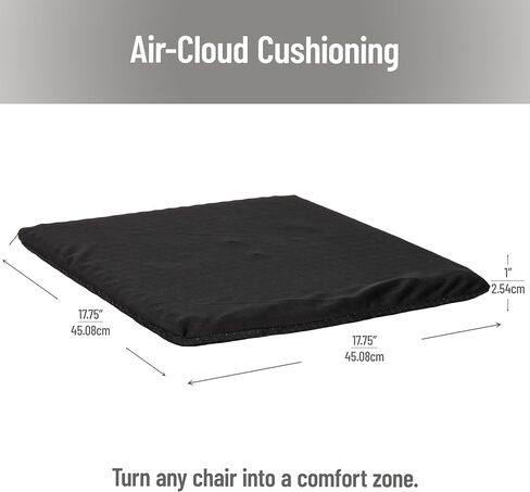 Mind Reader Seat Cushion with Gel Core, Ergonomic Pressure Relief for Tailbone, Hip, Coccyx & Sciatica Pain, Office, Car, Wheelchair, Black in Saudi Arabia