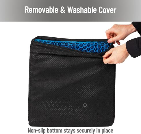 Mind Reader Seat Cushion with Gel Core, Ergonomic Pressure Relief for Tailbone, Hip, Coccyx & Sciatica Pain, Office, Car, Wheelchair, Black in Saudi Arabia