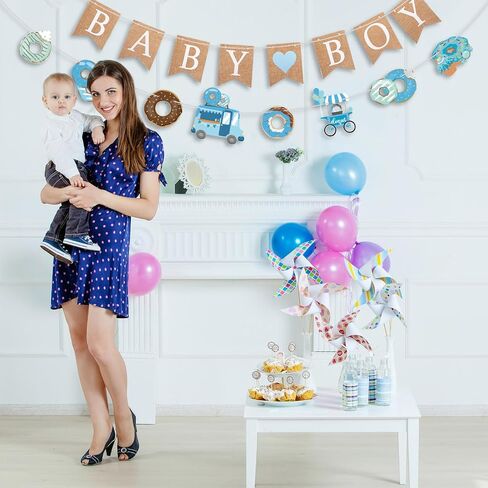 2 Pcs Gender Reveal Party Decorations Pre-Strung Boy or Girl Burlap Baby Shower Banner and Bodysuits Clothesline Garland Baby Outfit for Gender Reveal Birthday Baby Shower Party Decorations in Saudi Arabia