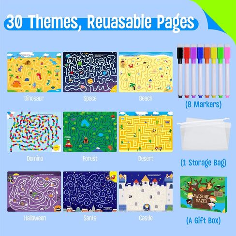 Preschool Busy Book, 30 Different Themes Activities Book, Montessori Learning Toy Educational Tool for Alphabet/Numbers/Color/Shapes/Animals/Weather/Holidays -Autism Sensory Toys for Boys & Girls in Kuwait