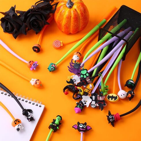 30pcs Halloween Fun Pens for Kids ,Halloween Cute Bobblehead Squishy Stress Relief Pens Novelty Swingable Black Ink Gel Writing Stationery for Holiday Students Rewards Party Favors in Saudi Arabia
