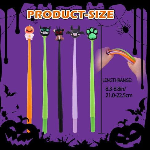 30pcs Halloween Fun Pens for Kids ,Halloween Cute Bobblehead Squishy Stress Relief Pens Novelty Swingable Black Ink Gel Writing Stationery for Holiday Students Rewards Party Favors in Saudi Arabia