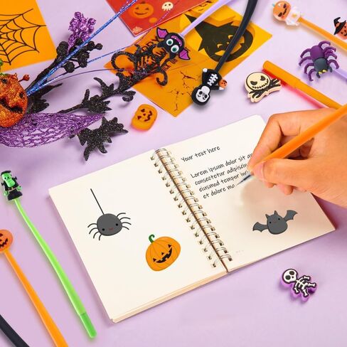 30pcs Halloween Fun Pens for Kids ,Halloween Cute Bobblehead Squishy Stress Relief Pens Novelty Swingable Black Ink Gel Writing Stationery for Holiday Students Rewards Party Favors in Saudi Arabia