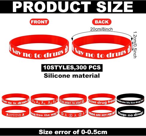 خاطئ 300 PCS RED RIBBON WEEDBANDS SILICONE RED RIBBON WEED WEARRINGNIN in Saudi Arabia