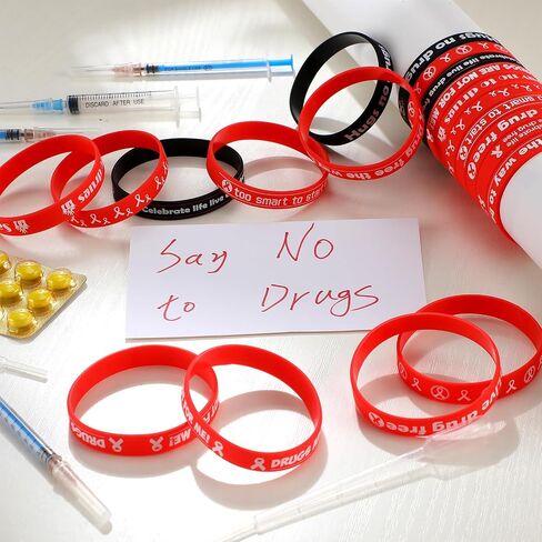 خاطئ 300 PCS RED RIBBON WEEDBANDS SILICONE RED RIBBON WEED WEARRINGNIN in Saudi Arabia