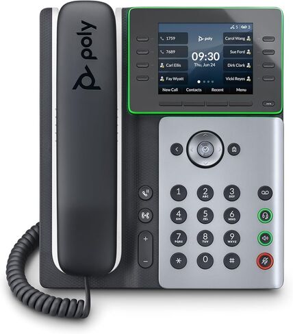 Poly Edge E300 IP Phone - Corded - سطح المكتب ، قابلة للتركيب على الحائط - Black - VoIP - 2 X Network (RJ -45) - POE Ports (متجدد) in Saudi Arabia