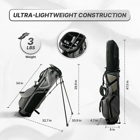 4 Way Divider Golf Carry Bag with Straps, Portable Golf Travel Bag, Golf Club Bag with Rain Hood, Golf Travel Case - Water-Repellent, Lightweight and Easy to Maneuver, Black in Saudi Arabia