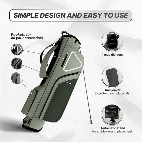 4 Way Divider Golf Carry Bag with Straps, Portable Golf Travel Bag, Golf Club Bag with Rain Hood, Golf Travel Case - Water-Repellent, Lightweight and Easy to Maneuver, Black in Saudi Arabia