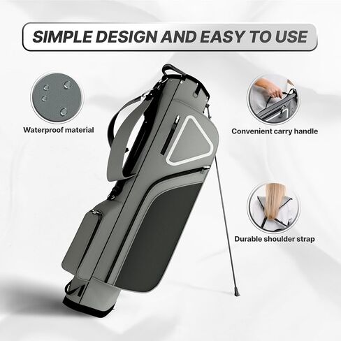 4 Way Divider Golf Carry Bag with Straps, Portable Golf Travel Bag, Golf Club Bag with Rain Hood, Golf Travel Case - Water-Repellent, Lightweight and Easy to Maneuver, Black in Saudi Arabia