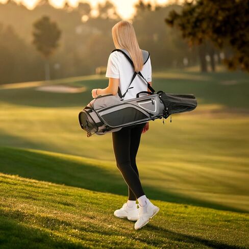 4 Way Divider Golf Carry Bag with Straps, Portable Golf Travel Bag, Golf Club Bag with Rain Hood, Golf Travel Case - Water-Repellent, Lightweight and Easy to Maneuver, Black in Saudi Arabia