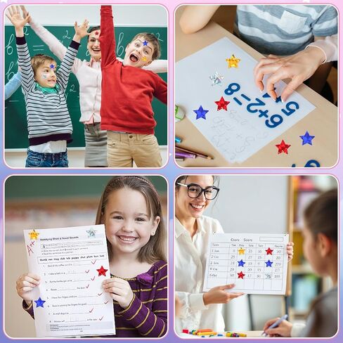 2000 PCS Holographic Star Stickers, Self Adhesive Metallic Glitter Foil Stickers Reflective Star Sticker, Ideal for Student Planners and Classroom Supplies, Each Measures 1" in Saudi Arabia