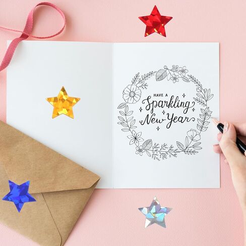 2000 PCS Holographic Star Stickers, Self Adhesive Metallic Glitter Foil Stickers Reflective Star Sticker, Ideal for Student Planners and Classroom Supplies, Each Measures 1" in Saudi Arabia