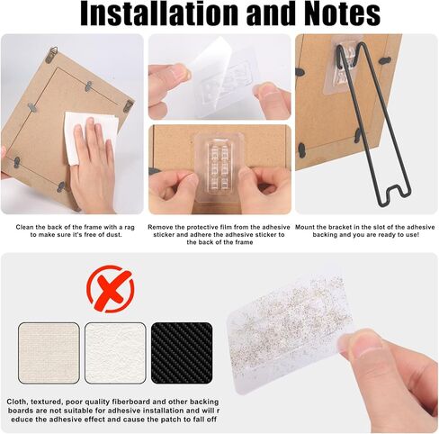 NIRXXIY 6 PCS صورة إطار الصورة ، قوس إطار الصورة الحامل ، قوس إطار صورة من الفولاذ المقاوم للصدأ مع اللصق ذاتيا لمدة 8.6 إلى 14.1 بوصة إطار الصورة الحامل (الأسود ، 7.08 "× 2.17") in Kuwait