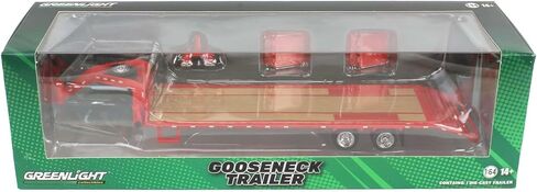 Greenlight 1/64 Gooseneck Trailer ، أحمر مع خطوط ريد آند بيضاء ، Hobby 30467 in Kuwait