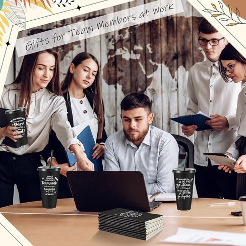 48 PCS فريق تقدير فريق الموظف 24 أوقية أكواب بلاستيكية ملهمة كبيرة مع الغطاء والقش محافظات محفوظات Ballpoins مجموعة مفاتيح مجموعة عيد الشكر هدايا عيد الميلاد (ملونة) in Saudi Arabia
