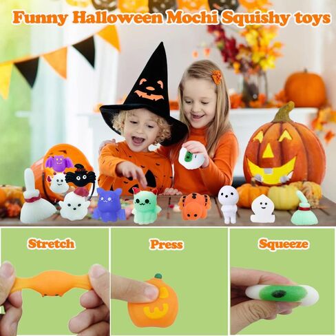 40PCS Halloween Mochi Squishy Toys Squishies Halloween Toys for Kids Girls Boys Adults Party Favors Trick or Treat Bags Gift in Saudi Arabia