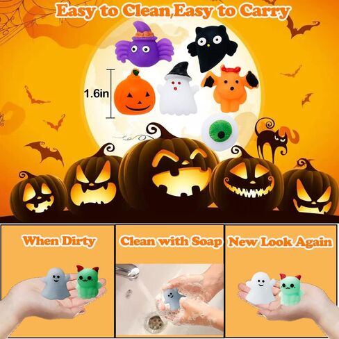 40PCS Halloween Mochi Squishy Toys Squishies Halloween Toys for Kids Girls Boys Adults Party Favors Trick or Treat Bags Gift in Saudi Arabia