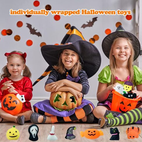 40PCS Halloween Mochi Squishy Toys Squishies Halloween Toys for Kids Girls Boys Adults Party Favors Trick or Treat Bags Gift in Saudi Arabia