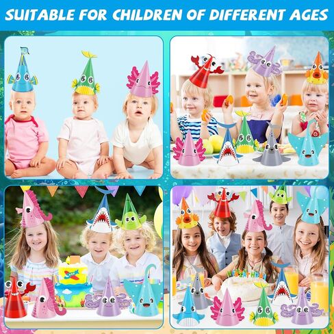 24Pcs Sea Animal Party Hats Under The Sea Birthday Party Supplies for DIY Ocean Theme Paper Hat Animals Turtle Headbands Cartoon Octopus Summer Decorations Favors in Saudi Arabia