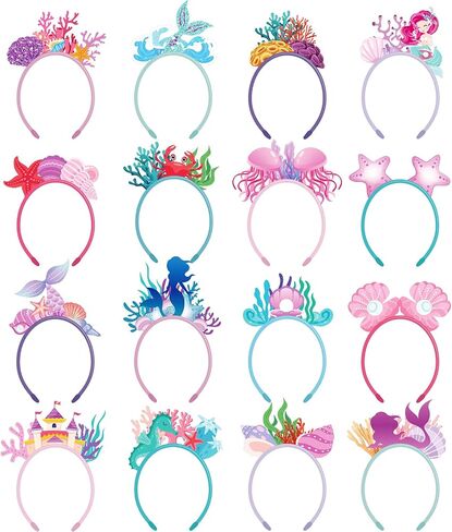 Blosssound 16 Pieces Mermaid Headbands Bulk Felt Under the Sea Hair Accessories Sea Animal Headdress Underwater Headband Bulk for Mermaid Ocean Party Favors Photo Props Decorations Supplies in Saudi Arabia